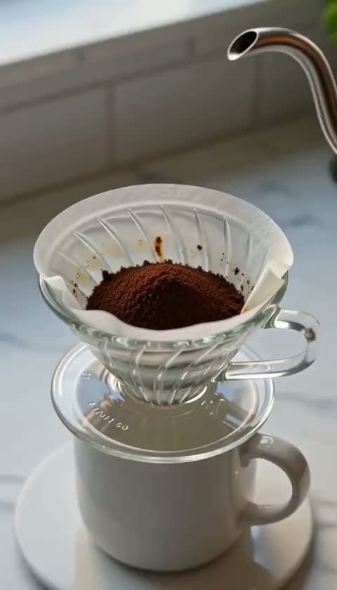 Warm light on a pour-over coffee ritual